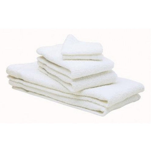Standard 16s White 86/14 Blended Cotton Towels and Washcloths for Hospitality and Healthcare