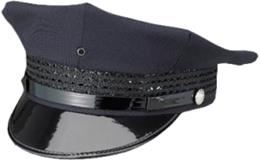 Alboum Comfort-Fit 8-Point Navy Blue Police Cap with Combo Band - Navy with Black Brim