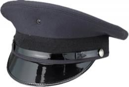 Alboum Comfort Fit Roundtop Police Cap - Navy Blue with Black Brim