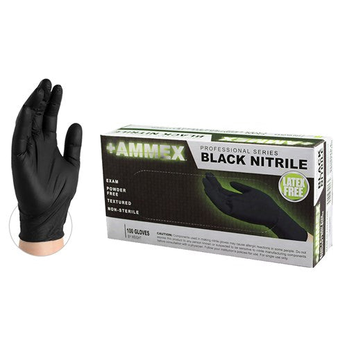 Ammex ABNPF Professional Series Exam Grade Nitrile Gloves - Black