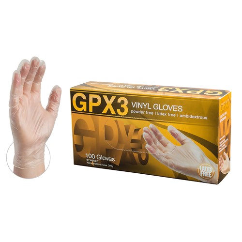 Xtreme GPX3 3 mil Powder Free Industrial Grade Vinyl Gloves - Clear