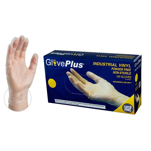 GlovePlus IVPF Vinyl Powder Free Industrial Gloves - Clear