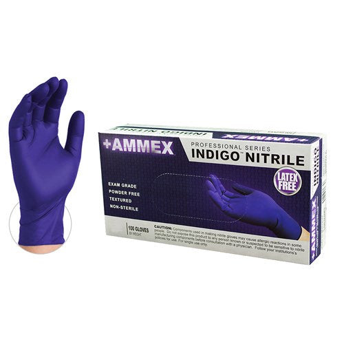Ammex AINPF Professional Series Exam Grade Nitrile Gloves - Indigo