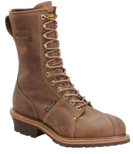 Carolina CA904 10" Waterproof Linesman Work Boot - Brown