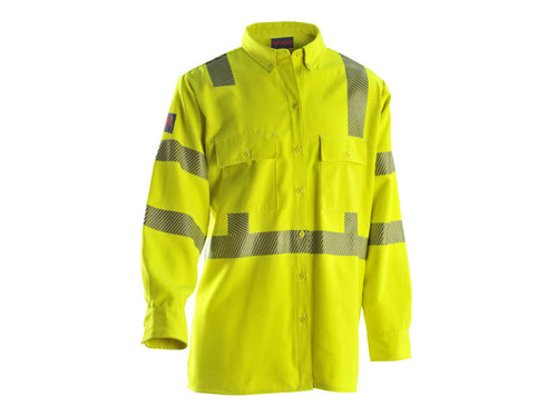 Drifire DF2-AX3-324LS-HYFR Flame Resistant ANSI Class 3 High Visibility Utility Work Shirt (HRC 2 - 12 cal-cm2)