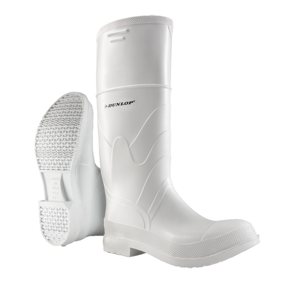 Dunlop 81012 White PVC Majesty Men's 16" Steel Toe Boots w-Steel Shank