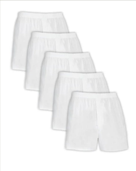 Fruit of the Loom 5P595 Men's Classic Relaxed Fit White Boxer Shorts, 5-pack
