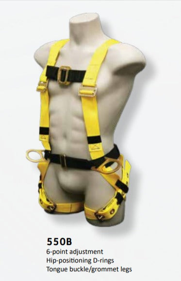 French Creek 550B Full Body Harness with Grommet-Tongue Buckle Leg Straps & Hip D-Rings