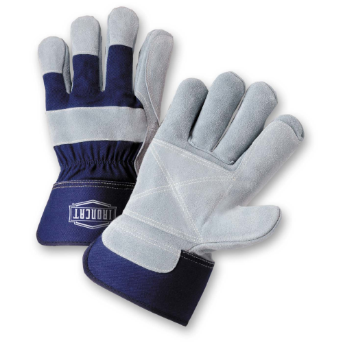 IronCat IC5DP Premium Cowhide Heavy Side Split Leather Double Palm Safety Cuff Work Gloves (Dozen)