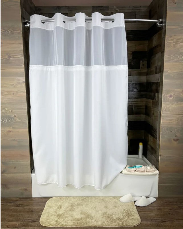 Kartri HANG2IT Duo Poly Shower Curtain with Light Window and Snap Liner