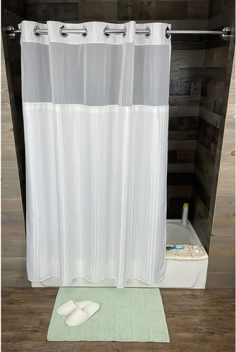 Kartri HANG2IT White Herringbone Shower Curtain