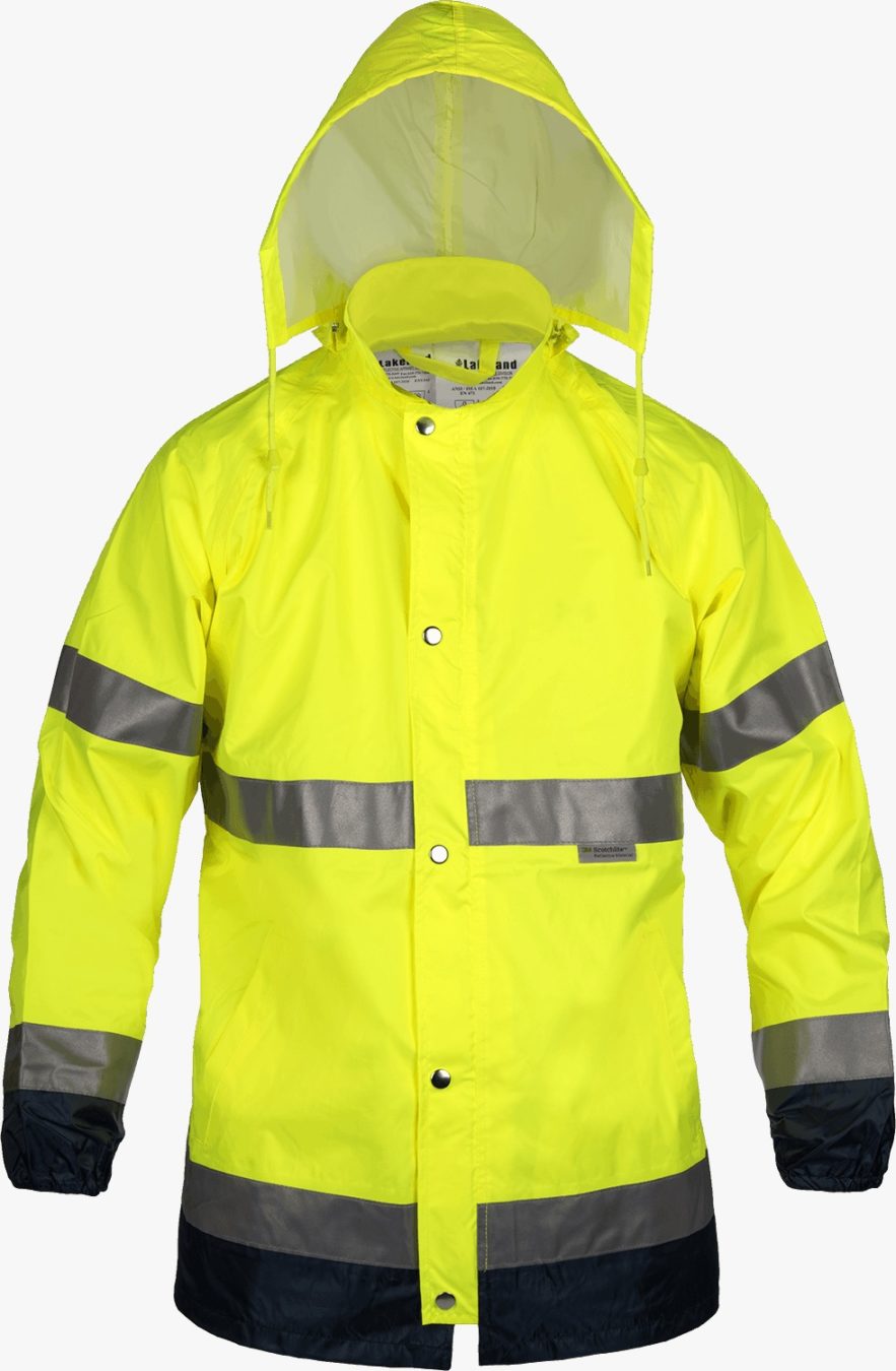 Lakeland CHVRSO1L Class 3 PVC Coated High Visibility Polyester Rain Coat