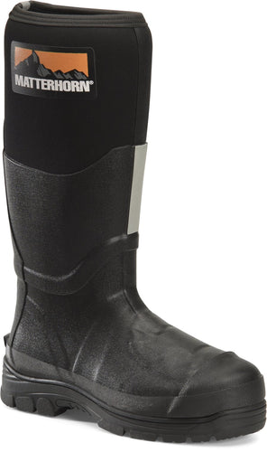 Matterhorn MT202 Mud Jumper Mens 15" Puncture-Resisting Rubber Boot with Steel Toe and Internal Metguard - Black