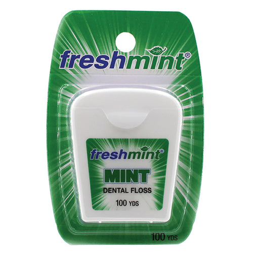 FreshMint DF100 Mint Waxed Dental Floss in White Box (Case)