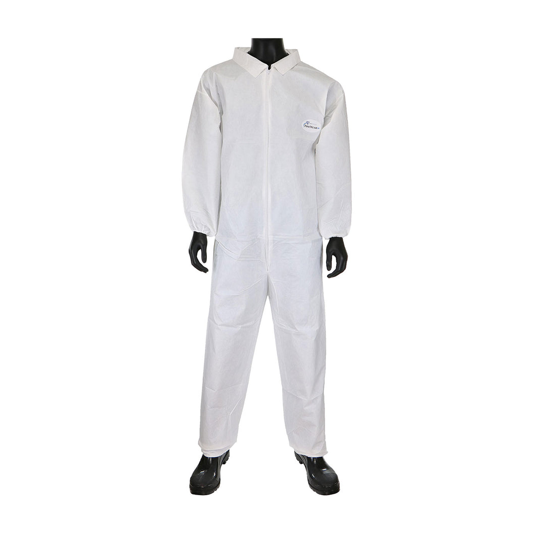 PosiWear UB 3702 Disposable White Coveralls with Elastic Wrists and Ankles (Case)