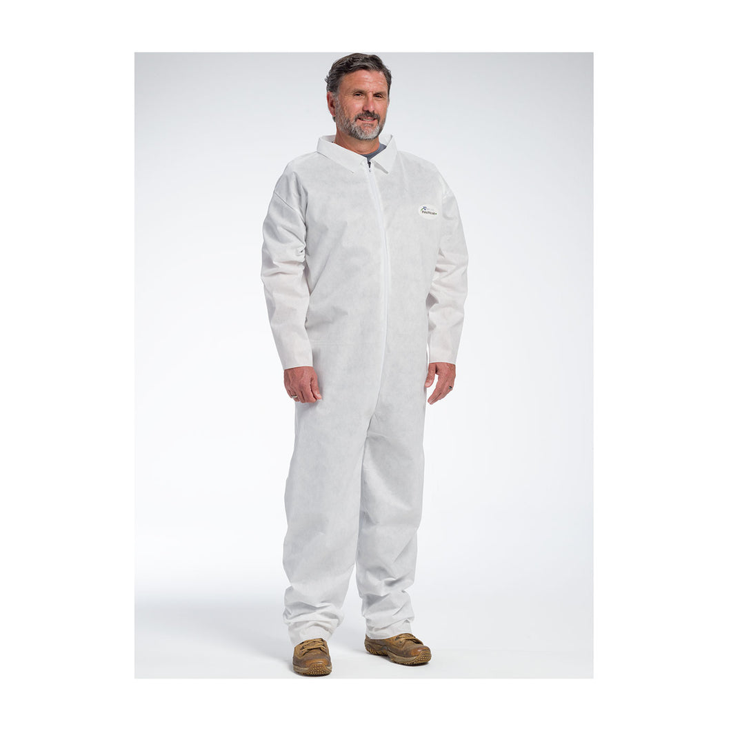 PosiWear M3 C3800 Five-Layer Polypropylene - Disposable White Coveralls - Open Wrists-Ankles and Collar (Case)