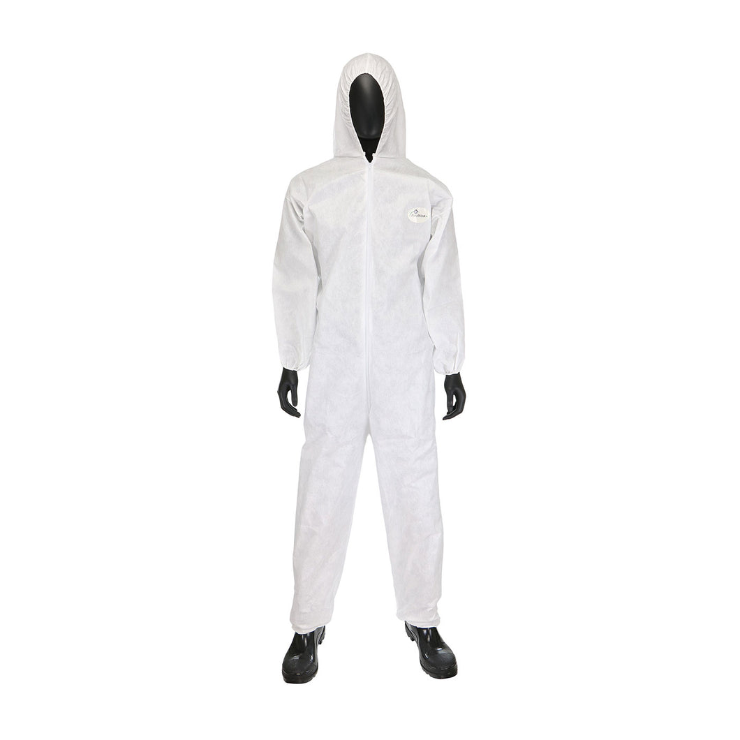 PosiWear M3 C3806 White Disposable Hooded Coveralls with Elastic Wrists and Ankles (Case)