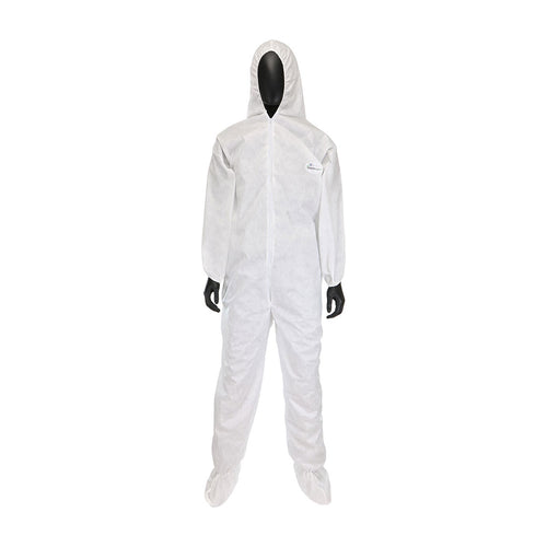 PosiWear M3 C3809 Disposable White Coveralls with Attached Hood and Boots (Case)