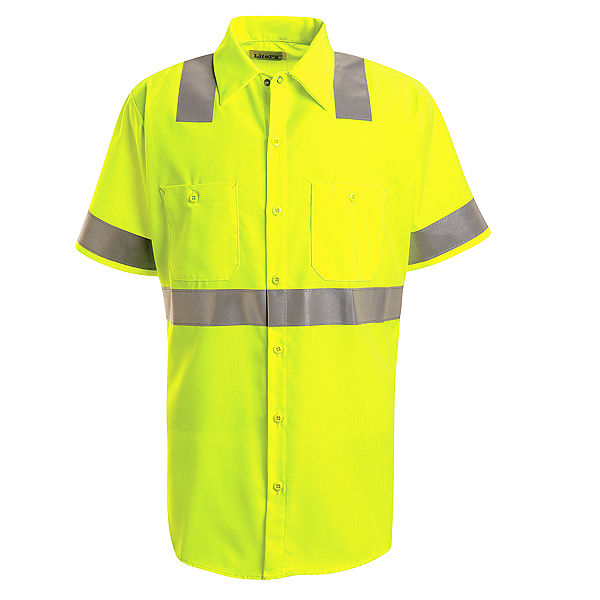 Red Kap SS24 High Visibility Short Sleeve Work Shirt with Reflective Stripe - Type R, Class 2