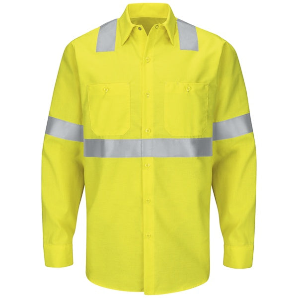 Red Kap SY14HV High Visibility Long Sleeve Ripstop Work Shirt - Type R, Class 2