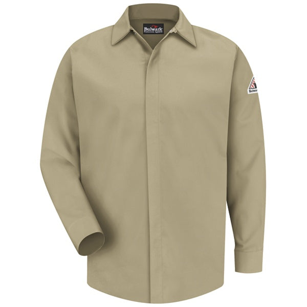 Bulwark SLS2 Mens Midweight FR Pocketless Pocketless Concealed-Gripper Shirt - Excel FR ComforTouch (HRC 2 - 9.5 cal)