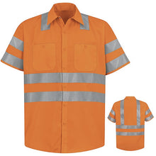 Load image into Gallery viewer, Red Kap SS24 High Visibility Short Sleeve Work Shirt with Reflective Stripe - Type R, Class 2
