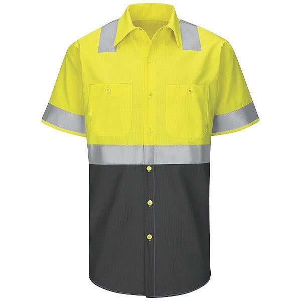 Red Kap SY24 High Visibility Short Sleeve Color Block Work Shirt - Type R, Class 2