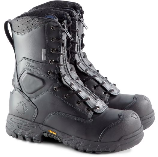 LION by Thorogood 804-6379 Men's Station 1 Lace-up/Zip EMS/Wildland Firefighter Boots - Black