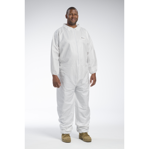 PosiWear BA 3602 Disposable White Coveralls with Elastic Wrists and Ankles (Case)