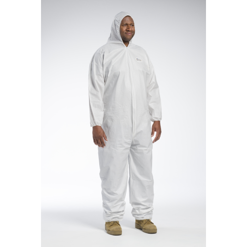PosiWear BA 3606 Disposable White Hooded Coveralls with Elastic Wrists and Ankles (Case)