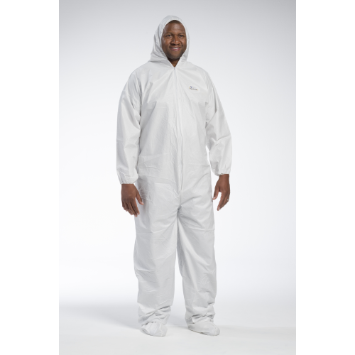 PosiWear BA 3609 Disposable White Hooded Coveralls with Elastic Wrists and Ankles (Case)