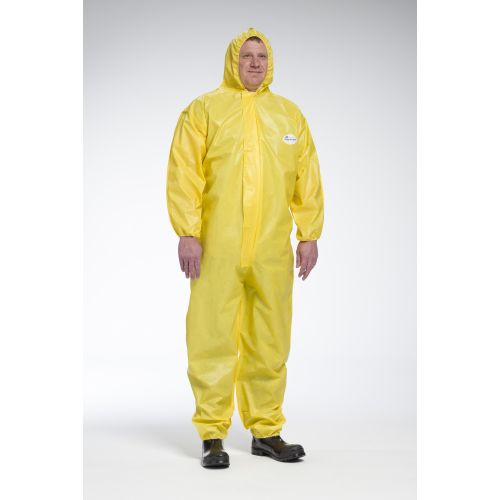 PosiWear UB 3678B Yellow Hooded Coveralls with Elastic Wrists and Ankles (Case)