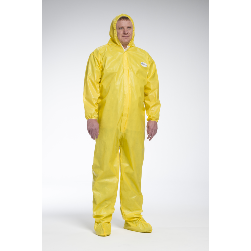 PosiWear UB 3679B Disposable Yellow Coveralls with Attached Hood and Boots (Case)