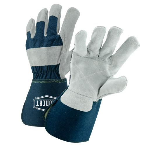 IronCat IC8DP Premium Cowhide Heavy Side Split Leather Double Palm 4½" Gauntlet Cuff Work Gloves (Dozen)