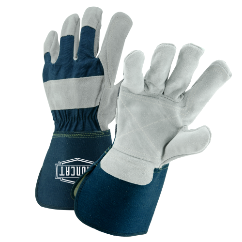 IronCat IC8DP Premium Cowhide Heavy Side Split Leather Double Palm 4-1/2" Gauntlet Cuff Work Gloves (Dozen)
