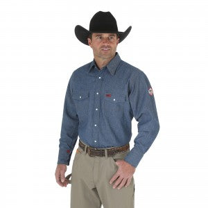 Wrangler FR12127 Flame Resistant Long Sleeve Denim Work Shirt (HRC 2 - 9.3 cal)