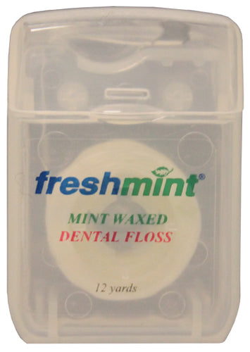 FreshMint DF12 Mint Waxed Dental Floss in Clear Box (Case)