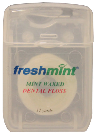 FreshMint DF12 Mint Waxed Dental Floss in Clear Box (Case)