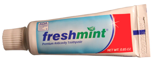 FreshMint TPADA85SS Fluoride Toothpaste with Safety Seal 0.85 oz. - ADA Approved (Case)