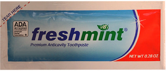 FreshMint TPADAP250 Fluoride Toothpaste Packet 0.28 oz. - ADA Approved (Bulk)