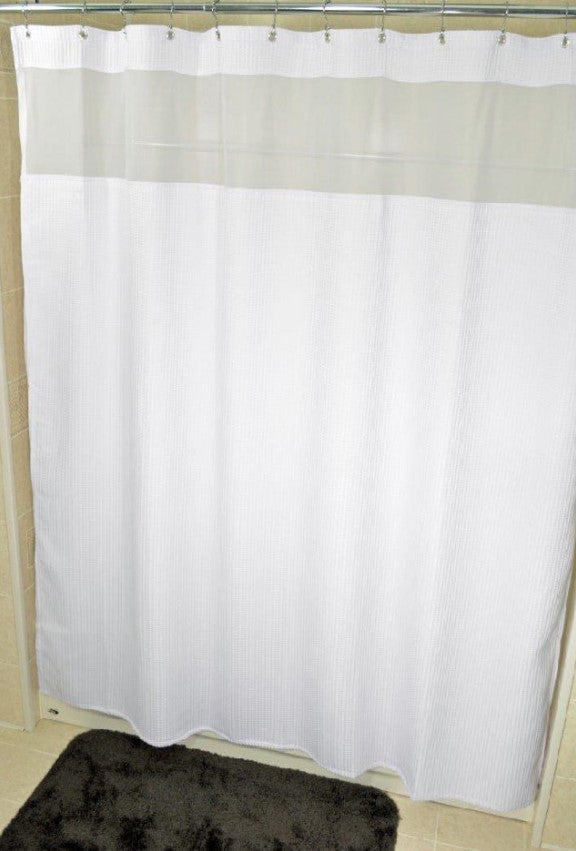 Kartri Luxor Waffle Polyester Shower Curtain with Grommet Eyelets, White, 72"x72" or 72"x78"